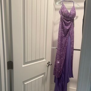 Elegant Purple Sequin Prom Dress